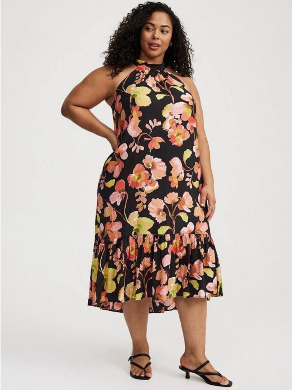 Torrid 1X Midi High-neck tie-back dress NWT